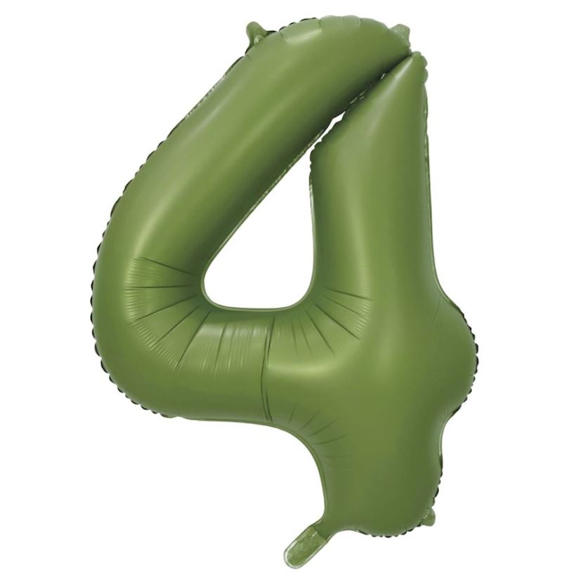 Folienballon Zahl 4 olivgrün 86 cm einzelverpackt