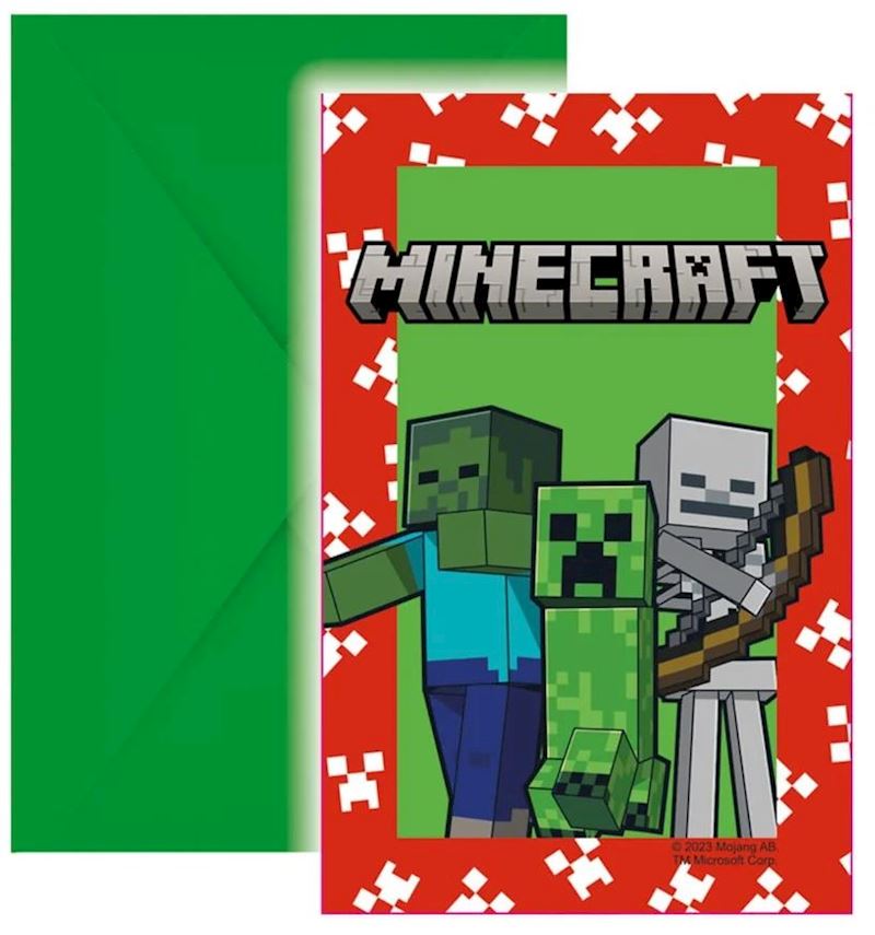 Einladungskarten Minecraft 6 Stk.