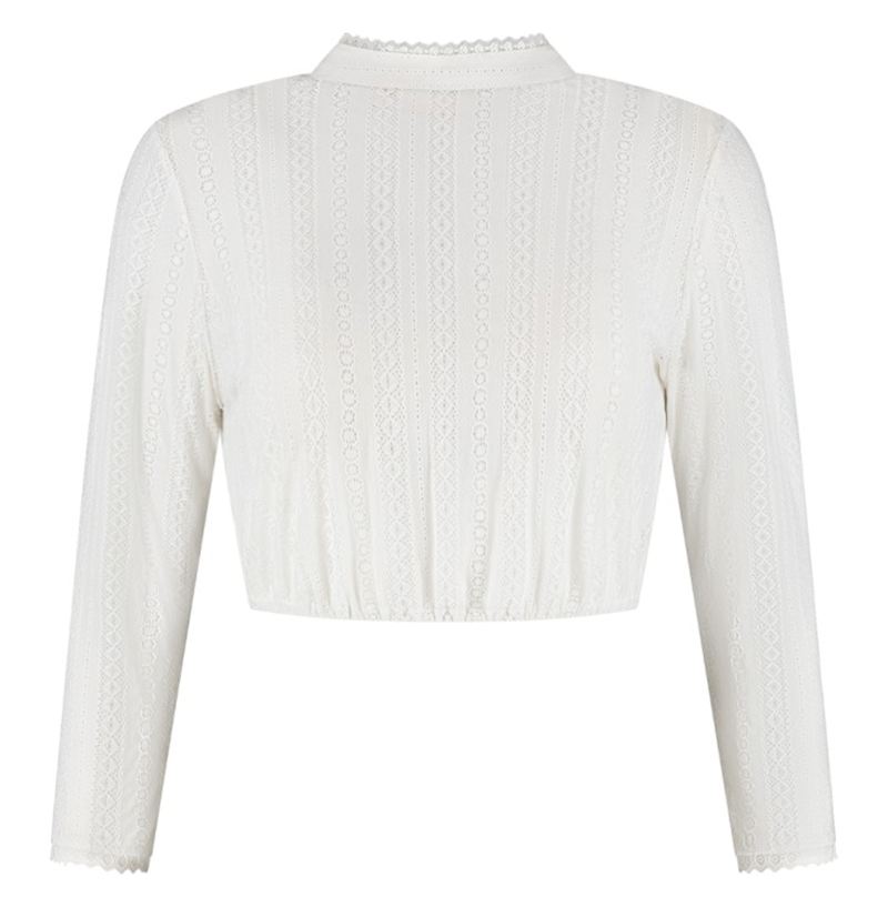 Dirndlbluse Spitze weiss hochgeschlossen, Grösse 40