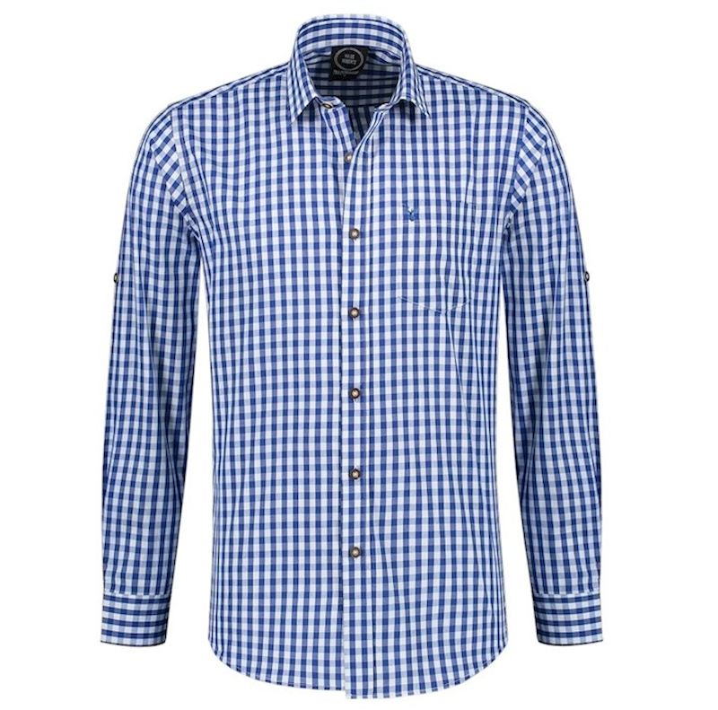 Trachtenhemd Premium blau-weiss kariert Grösse M