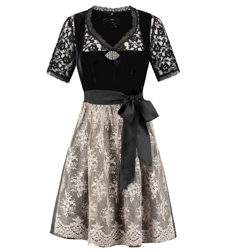 Costume tyrolien retro noir 2 pièces, taille 42