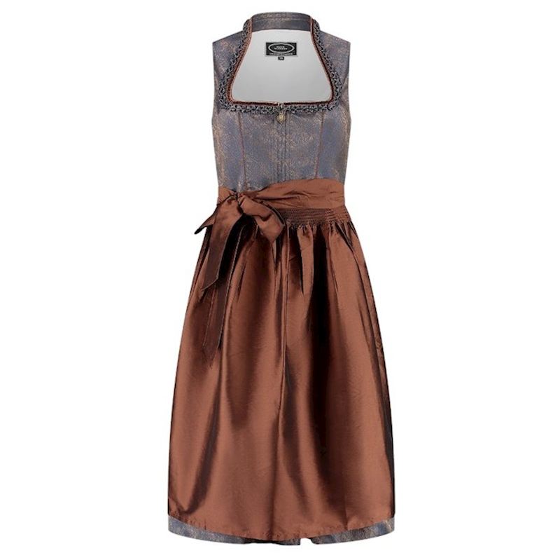 Dirndl blau und kupferfarben Gr 36 2-teilig Kleid & Schürze