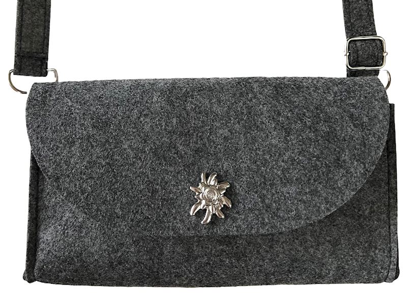 Handtasche Filz 20x12x3 cm mit Druckknopf Edelweiss