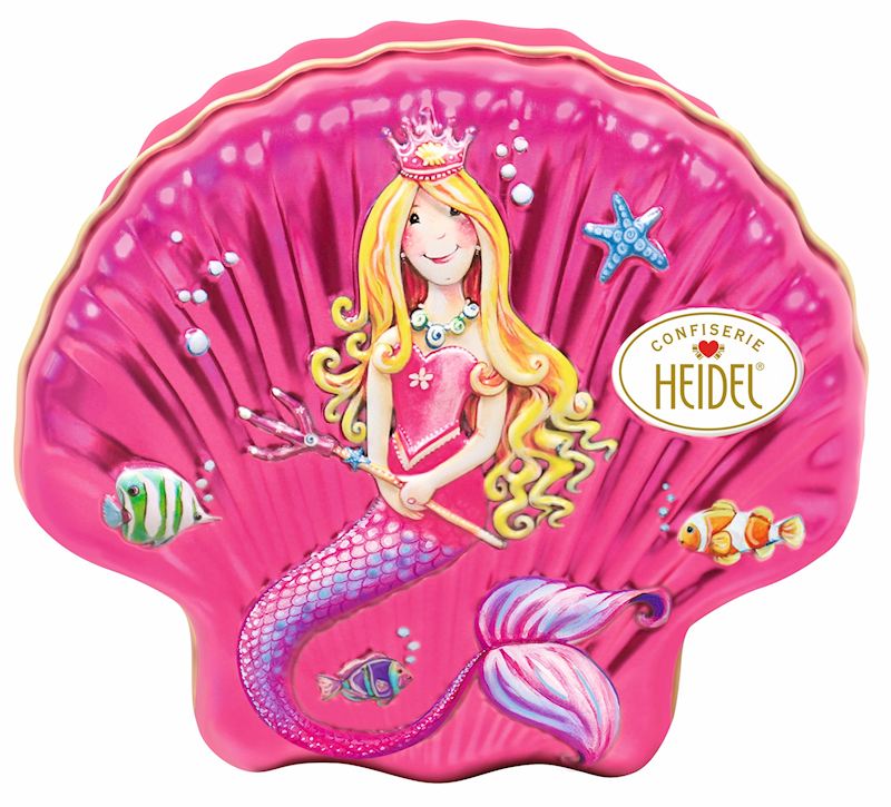 Muscheldose Meerjungfrau gefüllt mit 86g Schokopralinen