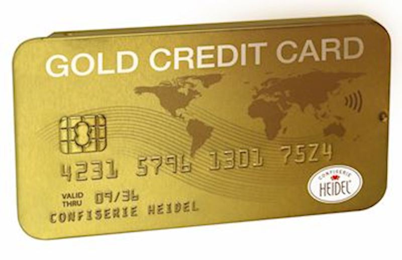 Gold Kreditkarte gefüllt mit 30g 3 Edel-VollmichSchokotafe