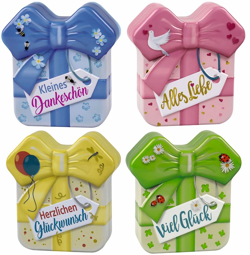 Schokogeschenk gefüllt mit Schokopralinen 32 g, 4 sort.