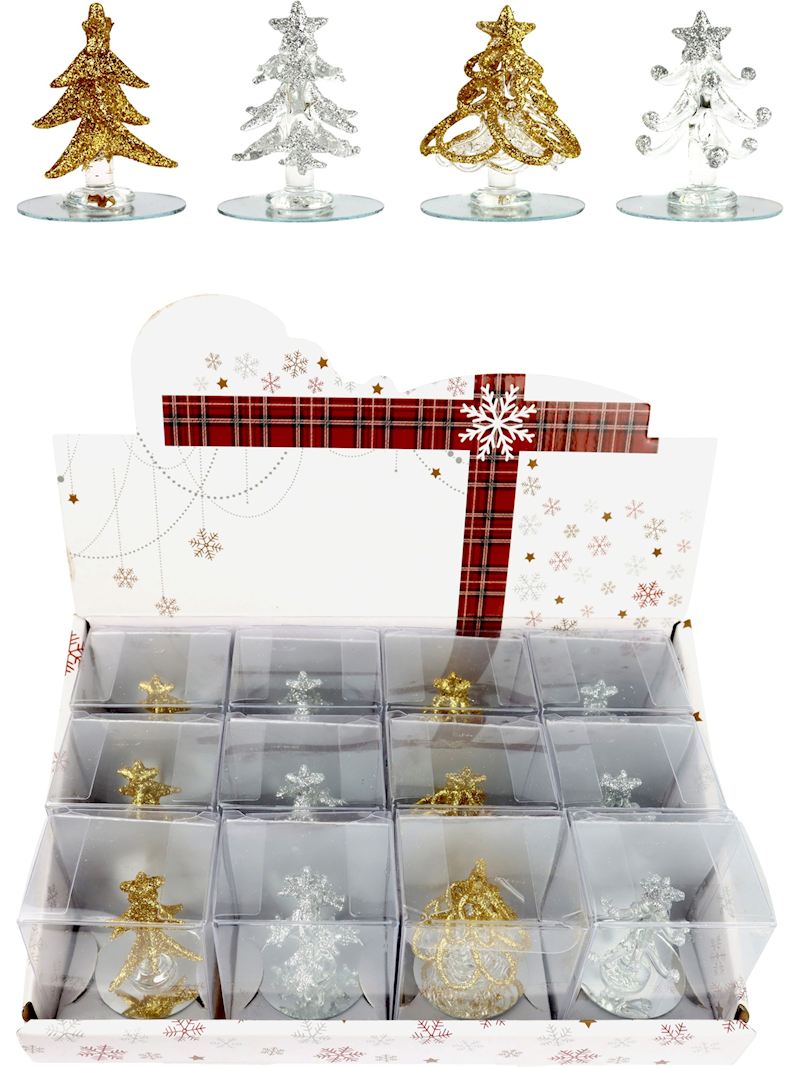 Deko Weihnachtsbäume gold und silber 6 cm