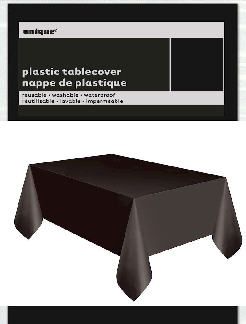 UNIQUE Nappe plastique 135x270 cm noir