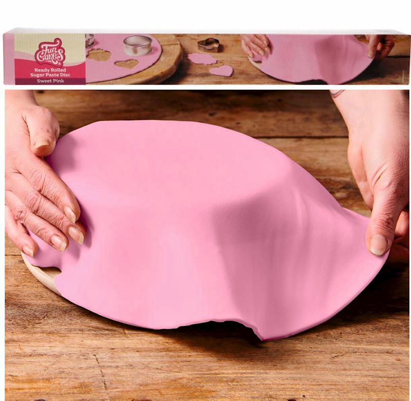 FunCakes Rollfondant rosa 430 g, DM 36 cm, ausgerollt