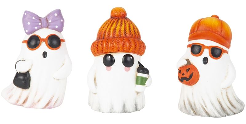 Halloween Gespenster 10 cm 3 sort. Keramik Figur