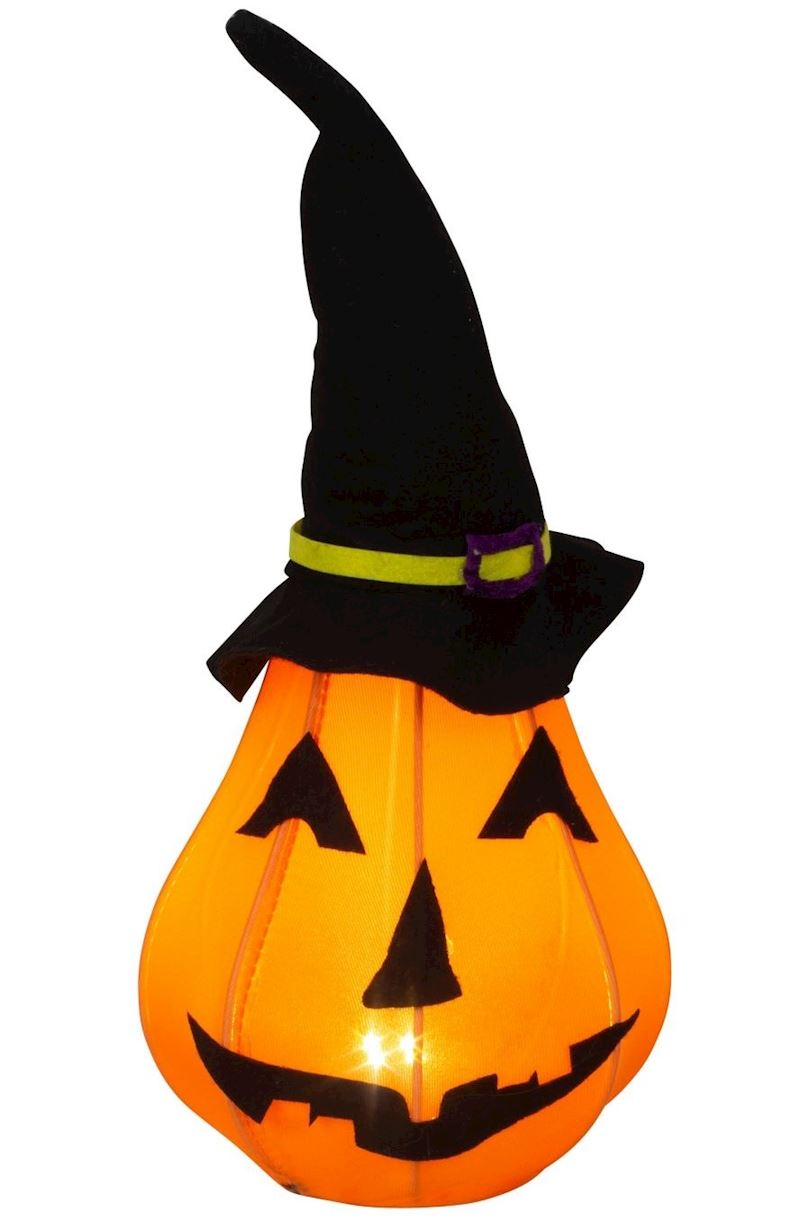 Ciutrouille avec lumière avec chapeau noir et lumière, 40 cm