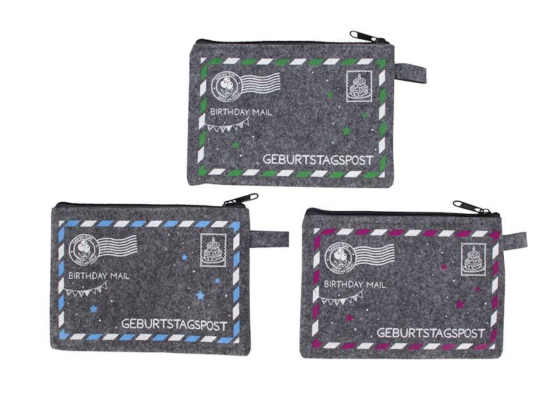Briefumschlag aus Filz 3xsort. 18.5x13 cm Geburtstag