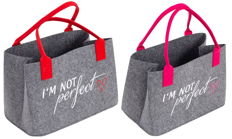 Filztasche I'm not perfect 27x40x27 cm, 2 sort.