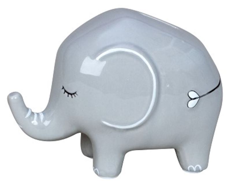 Spardose Elefant stehend 13.5x18.5 cm Keramik grau