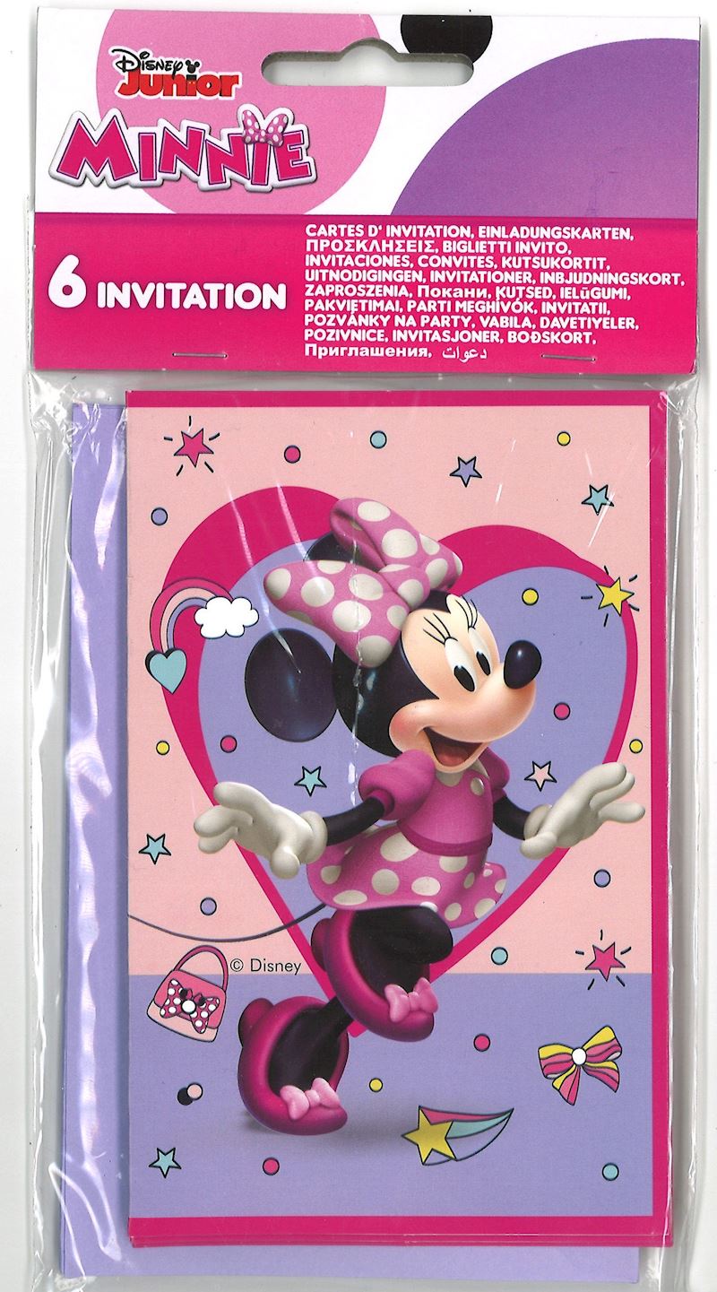 Einladungskarten Minnie Junior mit Couvert 6 Stk. 9x14 cm