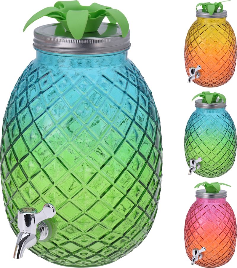 Getränkespender Glas Ananas 4.7 Liter 3 Farben sort