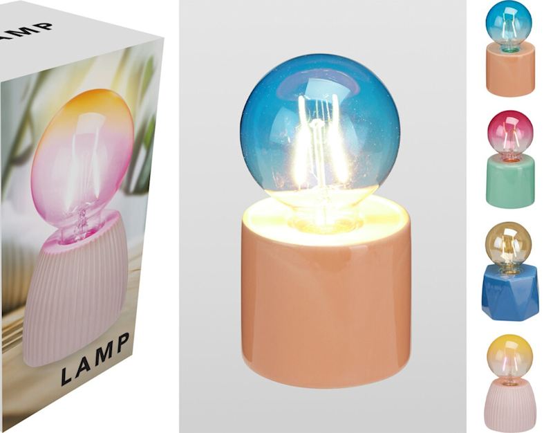 Lampe Kugel auf Sockel 16 cm 4 sort. exkl. 3 AAA Batterien
