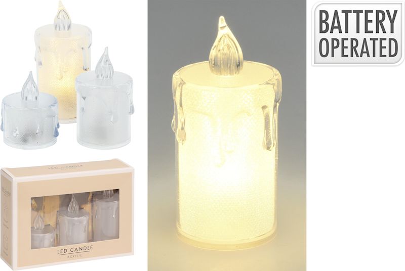 Kerzen LED 3er Set 5-8 cm warmweiss inkl. Knopfbatterien