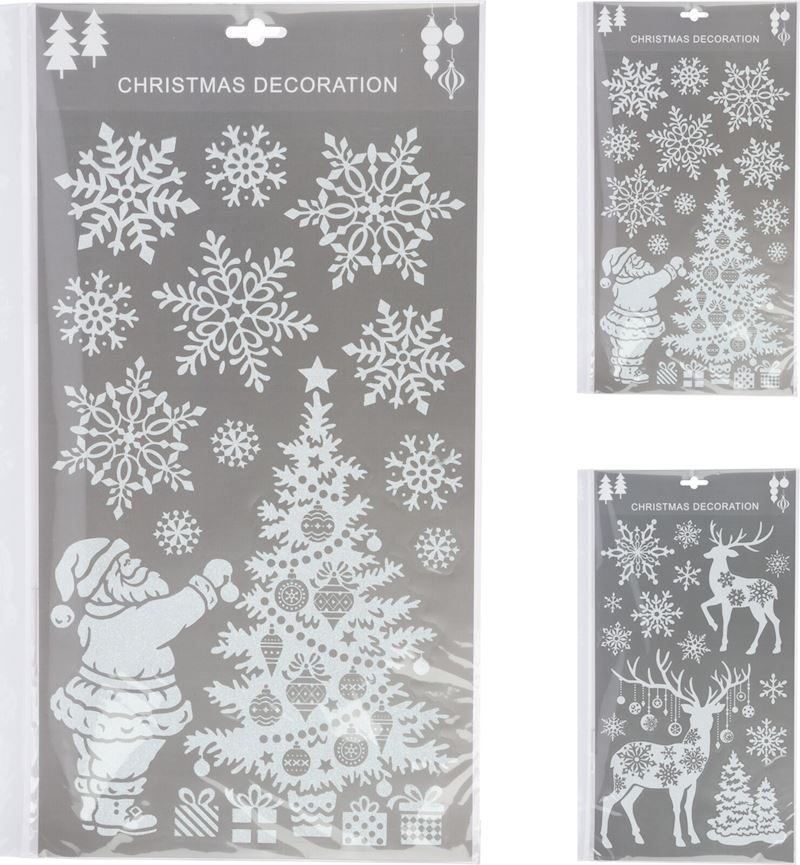 Fenster Aufkleber Weihnachten 2xsort. mit Glitter Blister