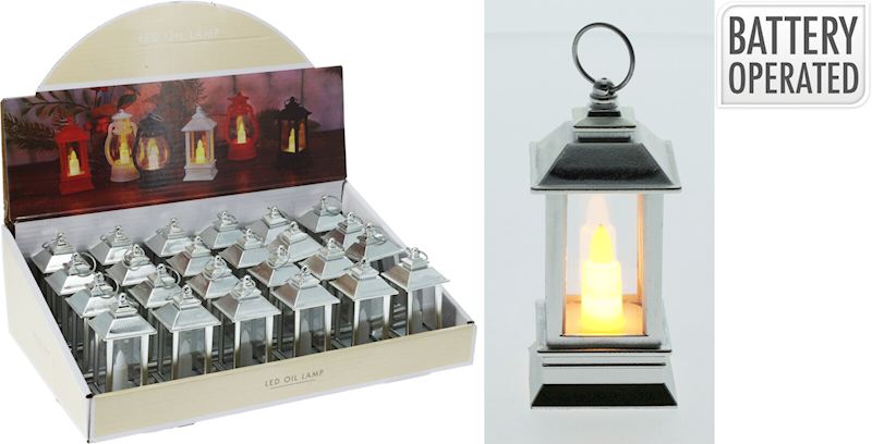 Petite lanterne avec bougie LED, 9cm, argent