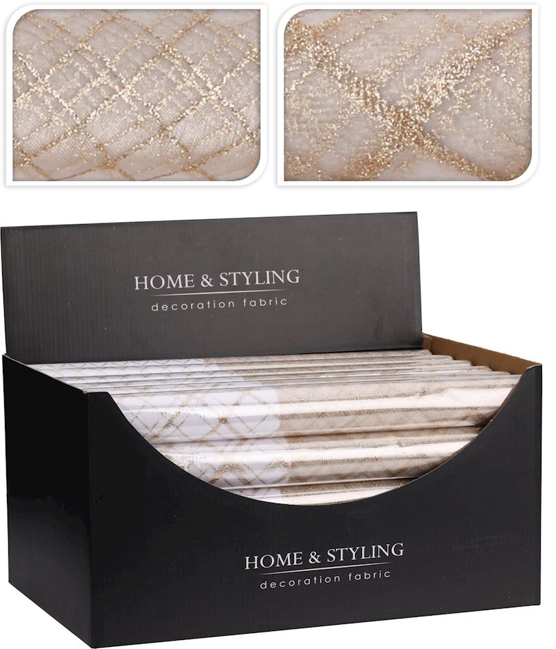 Etoffe pour décor, or blanc 200x36.5cm, 2 ass.