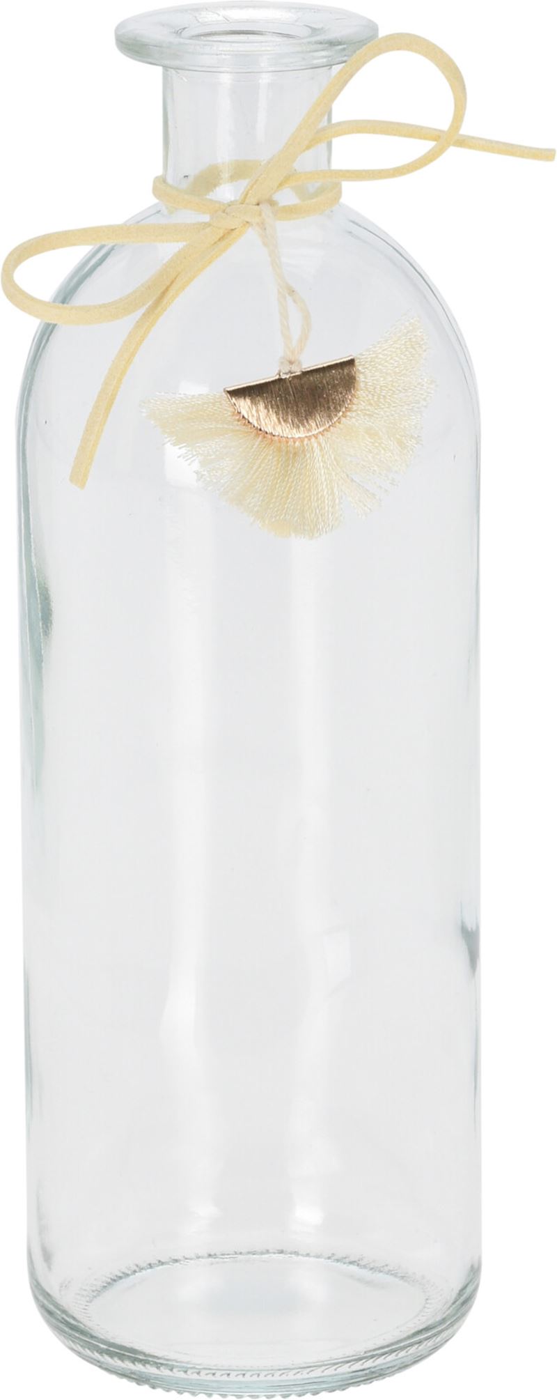 Glas Vase 7x7x20 cm Flasche mit Deko