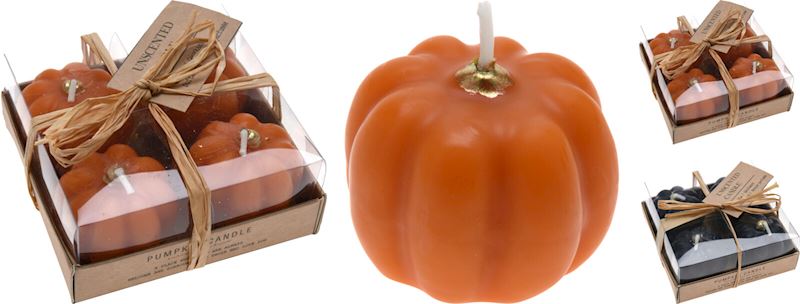 Kerzen Kürbis 4er Set 4 cm 2 Farben sort.