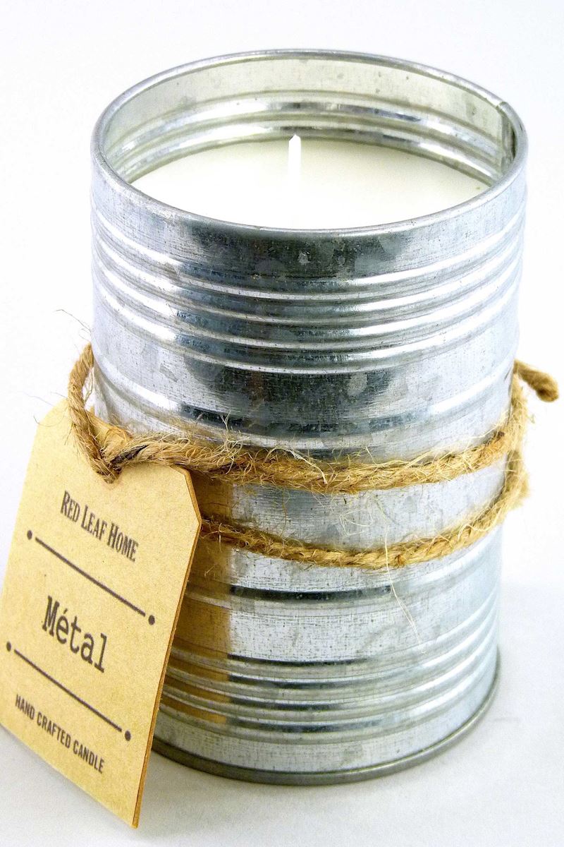Kerze in Metall-Dose natur- verzinkt 7,5x11cm