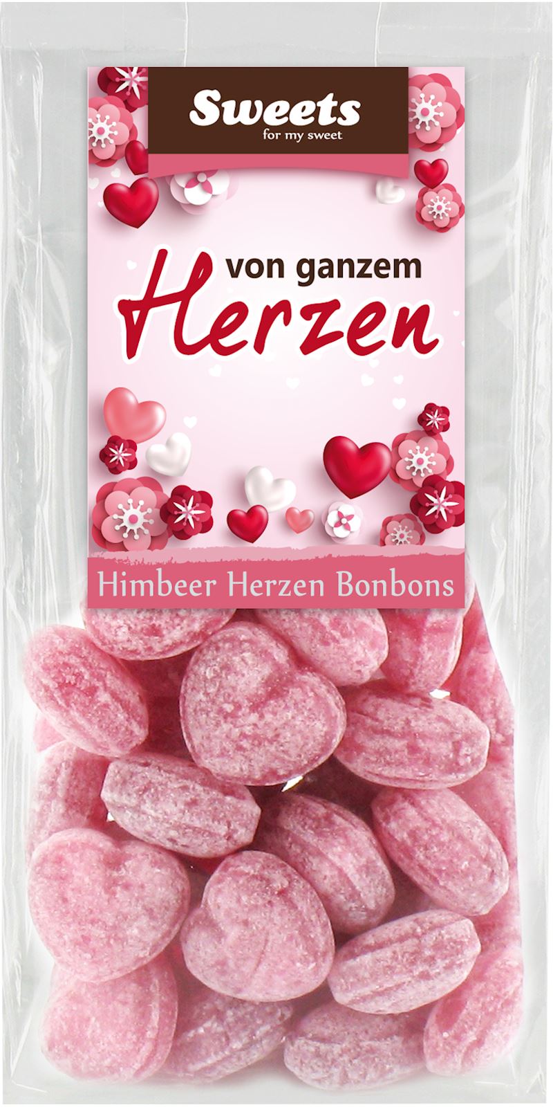 Himbeer Herzen Bonbons 125 g im Beutel