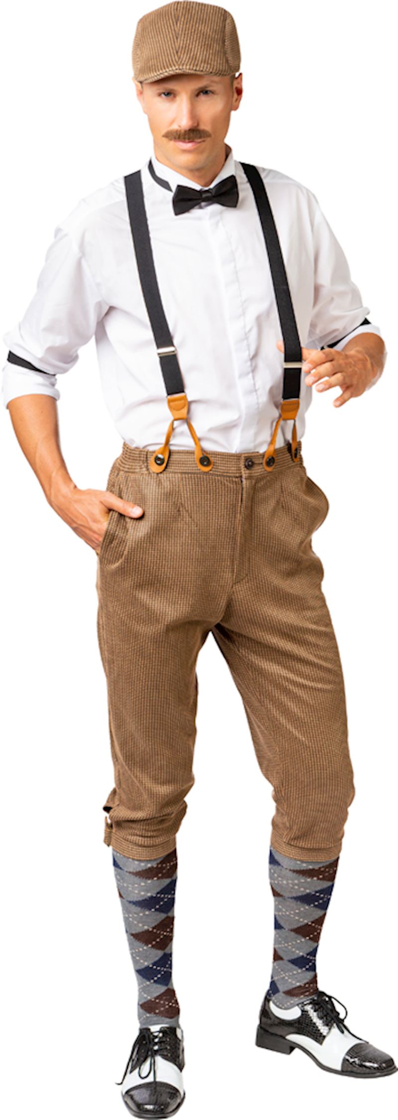 Set 20er Jahre 4-teilig 50/52 Hut, Hose mit Hosenträger