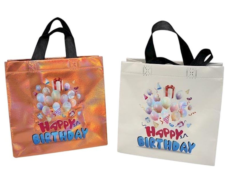 Sac cadeau Happy Birhday 20x20 cm 2 ass