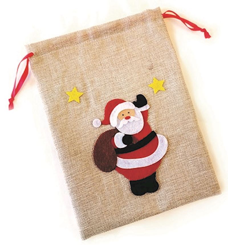 Jutesack mit Weihnachtsmann Motiv Filz 26.5x19cm