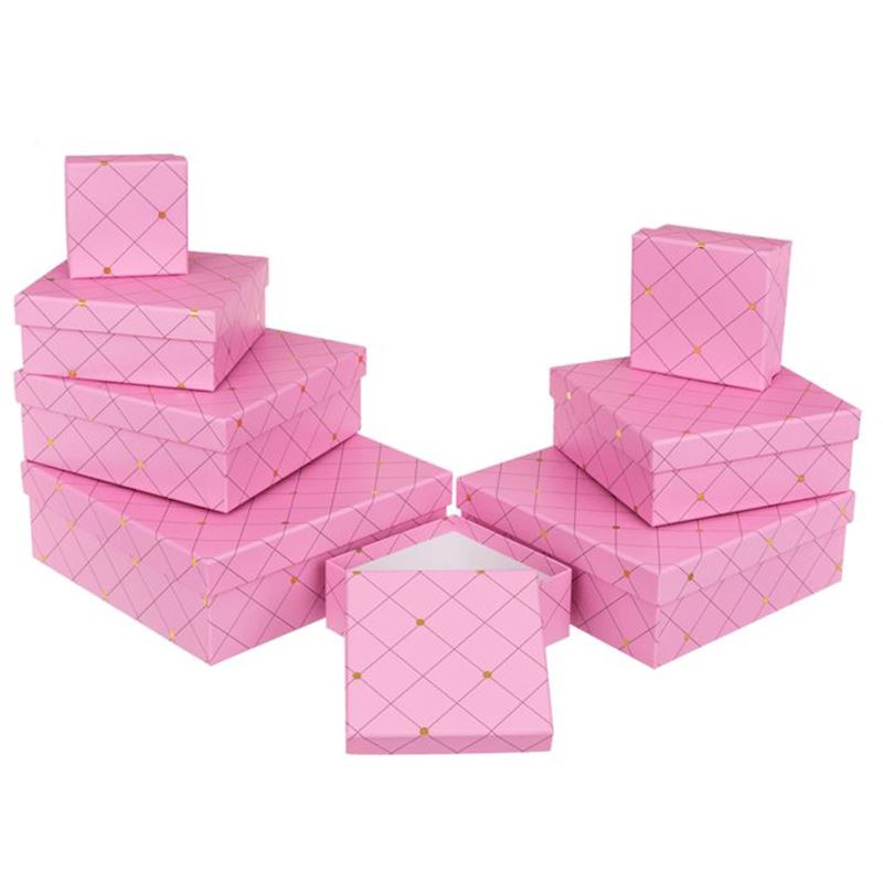 Geschenkbox 8-er Set rechteckig rosa 22.5x22.5x8 cm