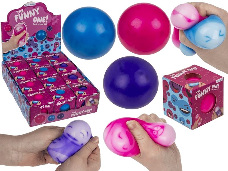 Quetschball Funny Faces 6 cm 3 sort. Anti Stress Ball