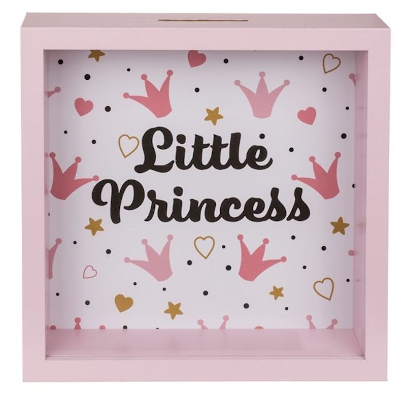 Boîte d'épargne en bois Little Princess 20x20 cm