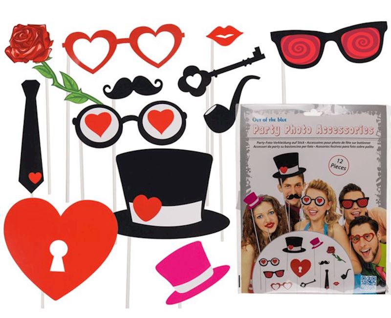 Party Set für Foto-Verkleidung 12 tlg. für Hochzeit