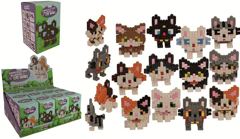 Kit de construction, chats 12 pcs. dans le display