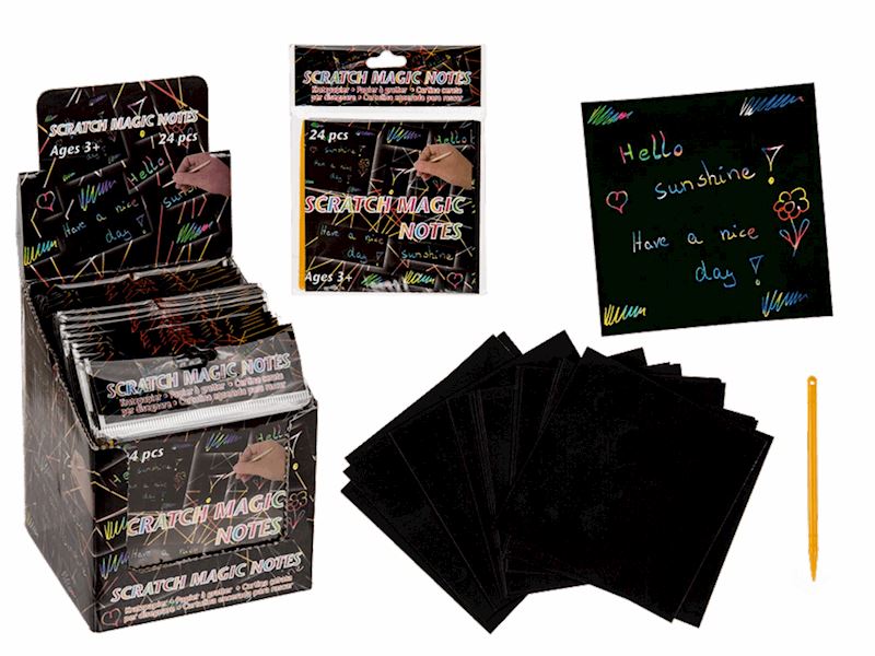 Kratzpapier 24 Stk 9x9 cm Scratch Magic Notes Set
