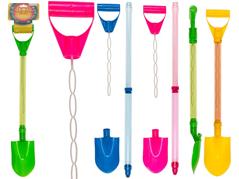 Seifenblasen, Wasserpume und Strandschaufel 3in2, 4 sort,