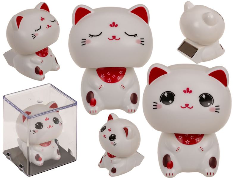 Winke Katze mit Solarzelle 2 sort. 5.5 cm