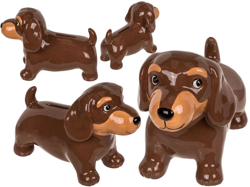 Spardose Dackel aus Keramik btaun 18x13 cm