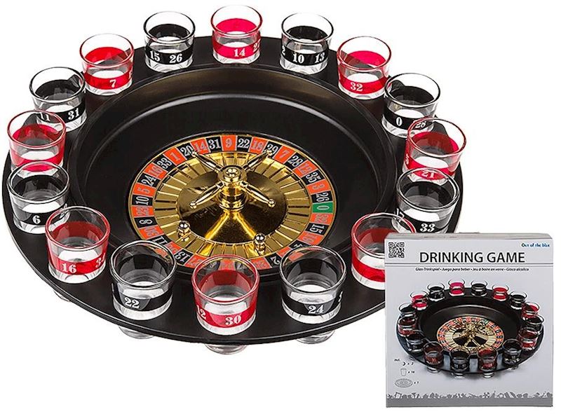 Trinkspiel Roulette mit 16 Gläsern und 2 Kugeln, 30 cm DM