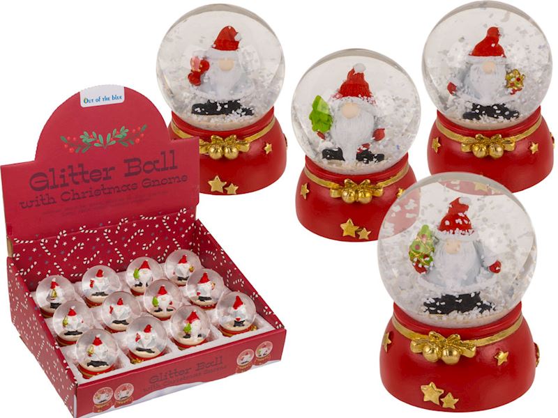 Schneekugel Wichtel 4 sort. 6 cm