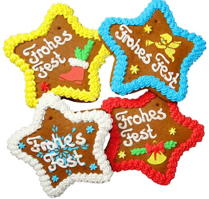 Étoile en pain d'épices 80 g Noël 4 motifs proverbes