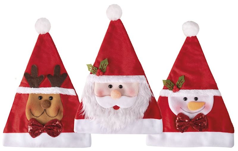 Bonnet Père Noël 3 ass. taille unique