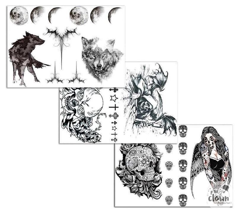 Halloweentattoos 1 Bogen à 21cm x 14.8cm 3xsort.