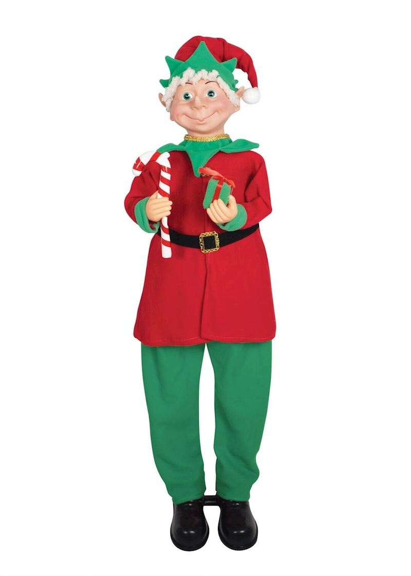 Figur Weihnachtself 113 cm mit Bewegung und Sound