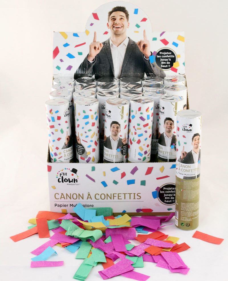 Party Popper 20 cm gefüllt mit farbigen Papier-Konfettis