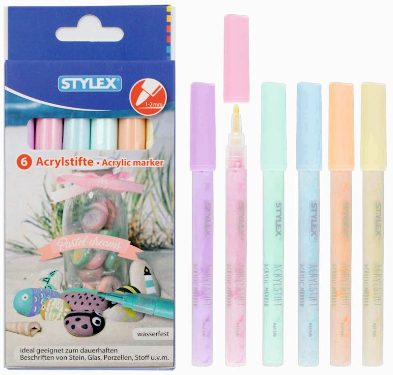 Crayons acryliques 6 pcs. pastel