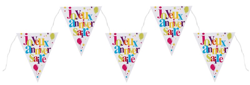 Banderole triangle Joyeux anniversaire multicolore